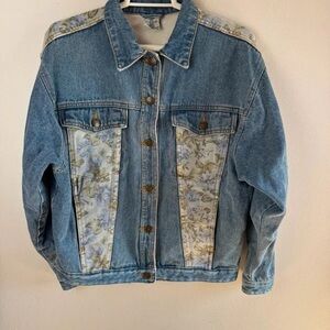 Floral Blue Denim Jacket